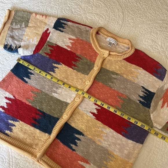 Cotton Blend Women’s Sweater Top Cardigan Large Southwestern Patchwork Colorful - Picture 9 of 16